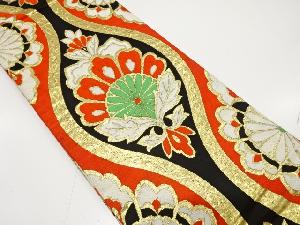 アンティーク　立涌に花模様織り出し子供帯(材料)